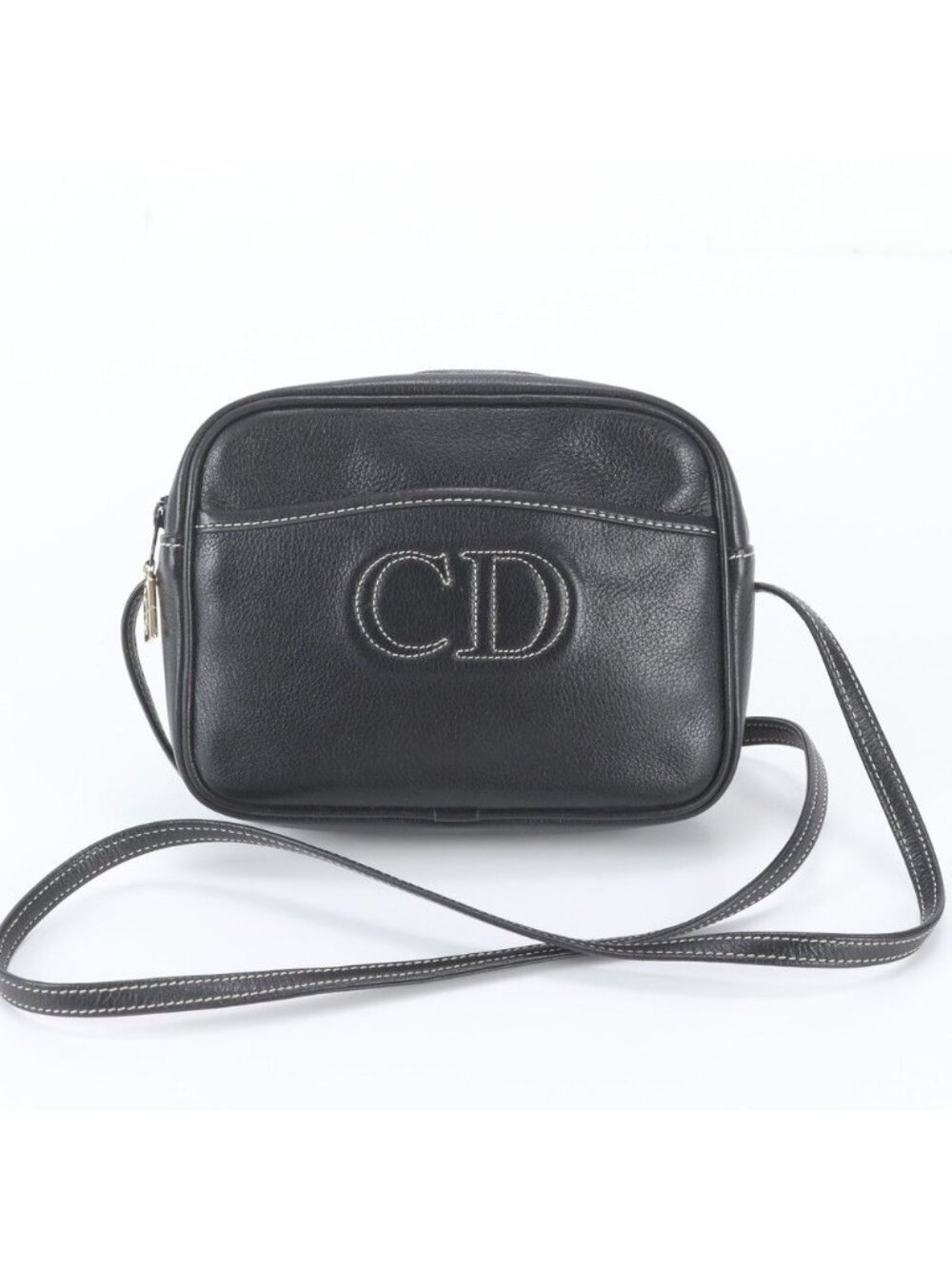 Dior Vintage CD Logo Leather Shoulder Bag